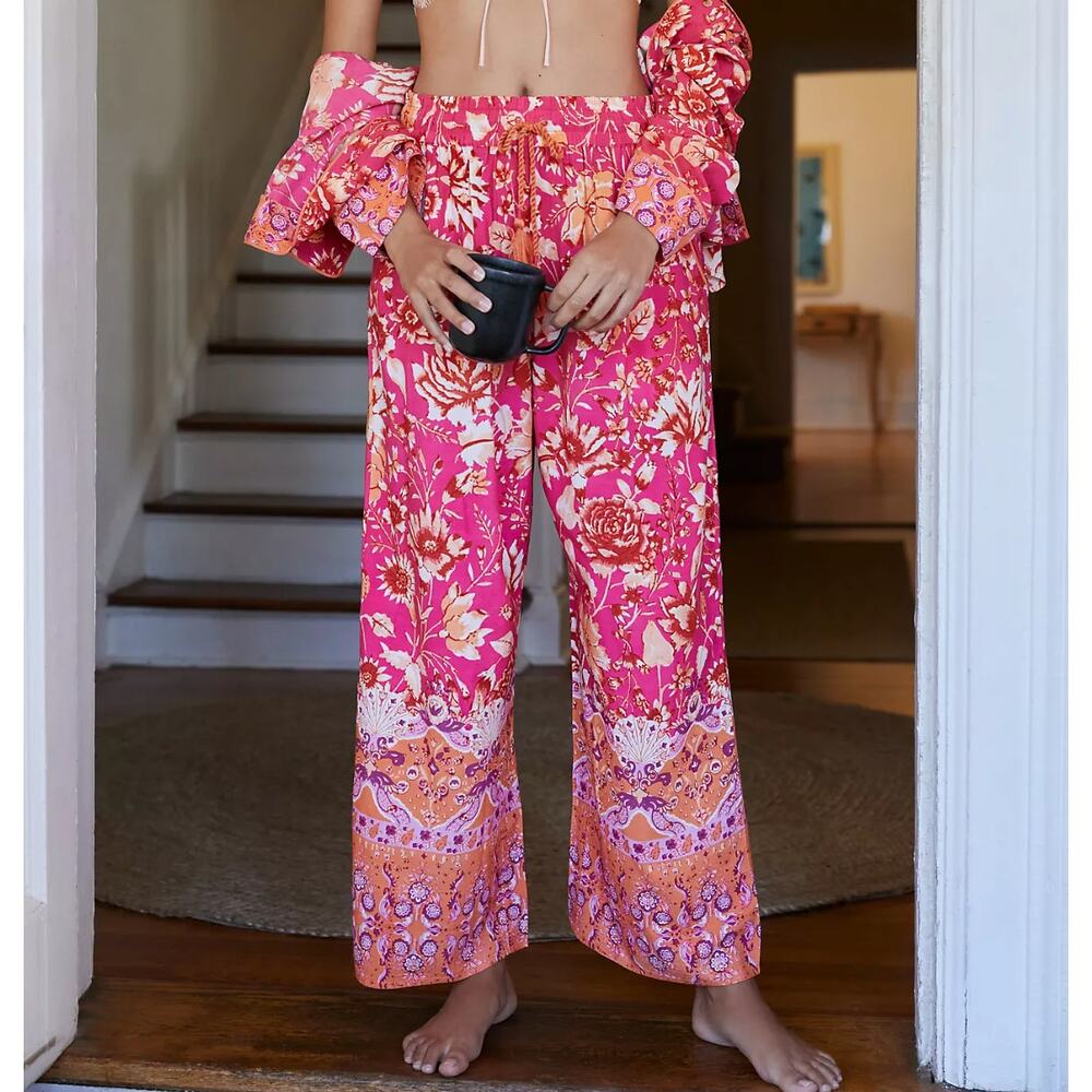 By Anthropologie Kari Sleep Pajama Floral Print Wide Leg Pants, size XS